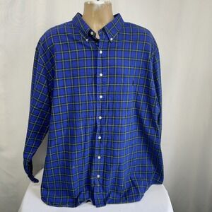 Ralph Lauren Polo Shirt Men's Size 3XB Blue Plaid Flannel Classic Fit Outdoor